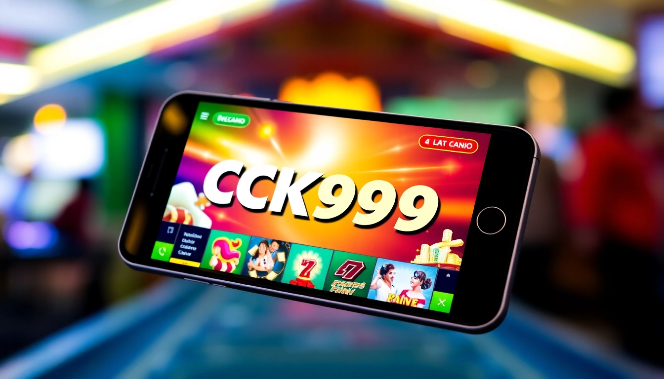 CK999 app interface on smartphone showcasing casino games and betting features for easy online gaming access.