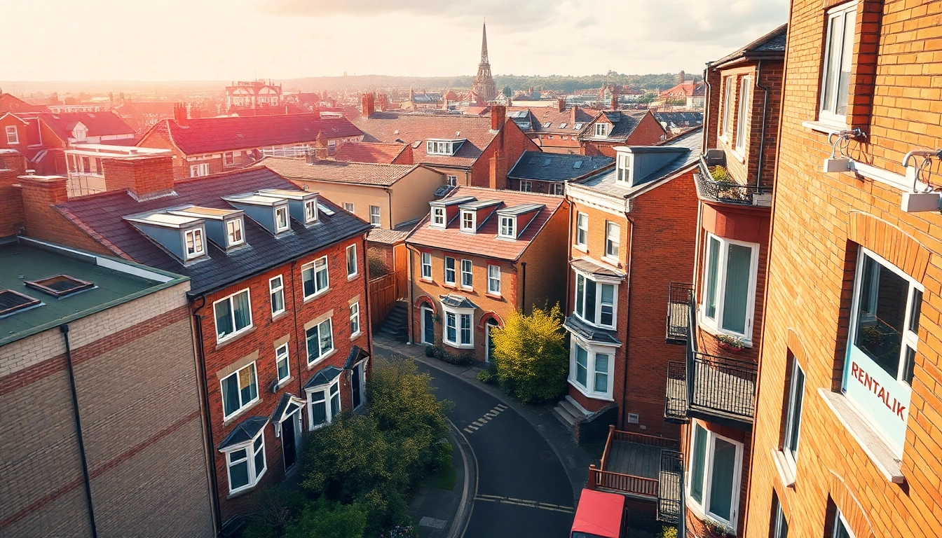 UK Rental Market analysis concept with residential properties and rentals in vibrant cityscape